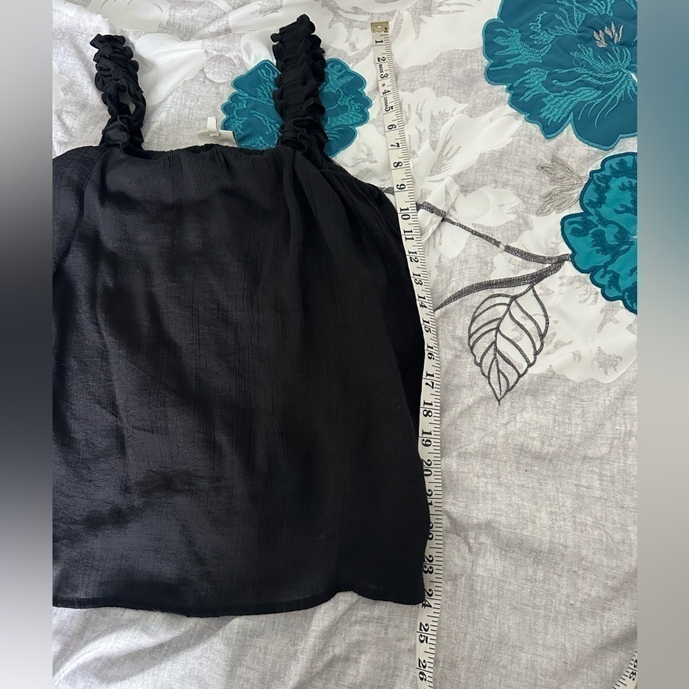 Studio B by Bobeau Sleeveless Ruffle Blouse Black Tank Top Size S Women’s - Picture 6 of 7